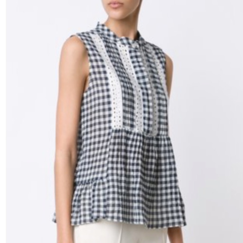 Sea New York dark Navy Gingham Top